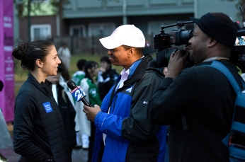 Carli being interviewed by KPRC's Khambrel Marshall.